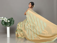 Banarasi Meenakari Gaji Silk Zari - Mint Green