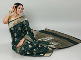 Banarasi Meenakari Gaji Silk Zari - Rama Green