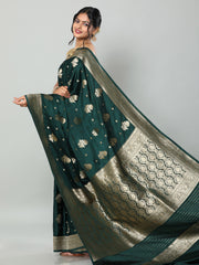 Banarasi Meenakari Gaji Silk Zari - Rama Green
