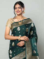 Banarasi Meenakari Gaji Silk Zari - Rama Green