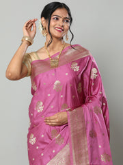 Banarasi Meenakari Gaji Silk Zari - Onion Pink