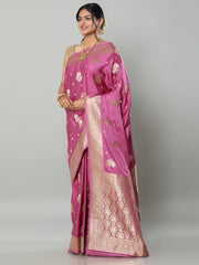 Banarasi Meenakari Gaji Silk Zari - Onion Pink