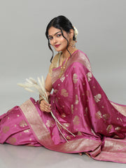 Banarasi Meenakari Gaji Silk Zari - Onion Pink