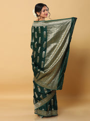 Banarasi Meenakari Gaji Silk Zari - Rama Green