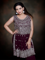 Burgundy Elegance Embroidered Suit with Dupatta