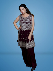 Burgundy Elegance Embroidered Suit with Dupatta