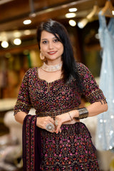 Regal Plum Embroidered Lehenga Choli