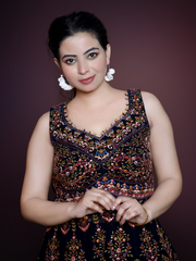 Ebony Burgundy Embroidered Suit with Dupatta