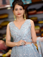 Celestial Blue Shimmer Lehenga with Dupatta