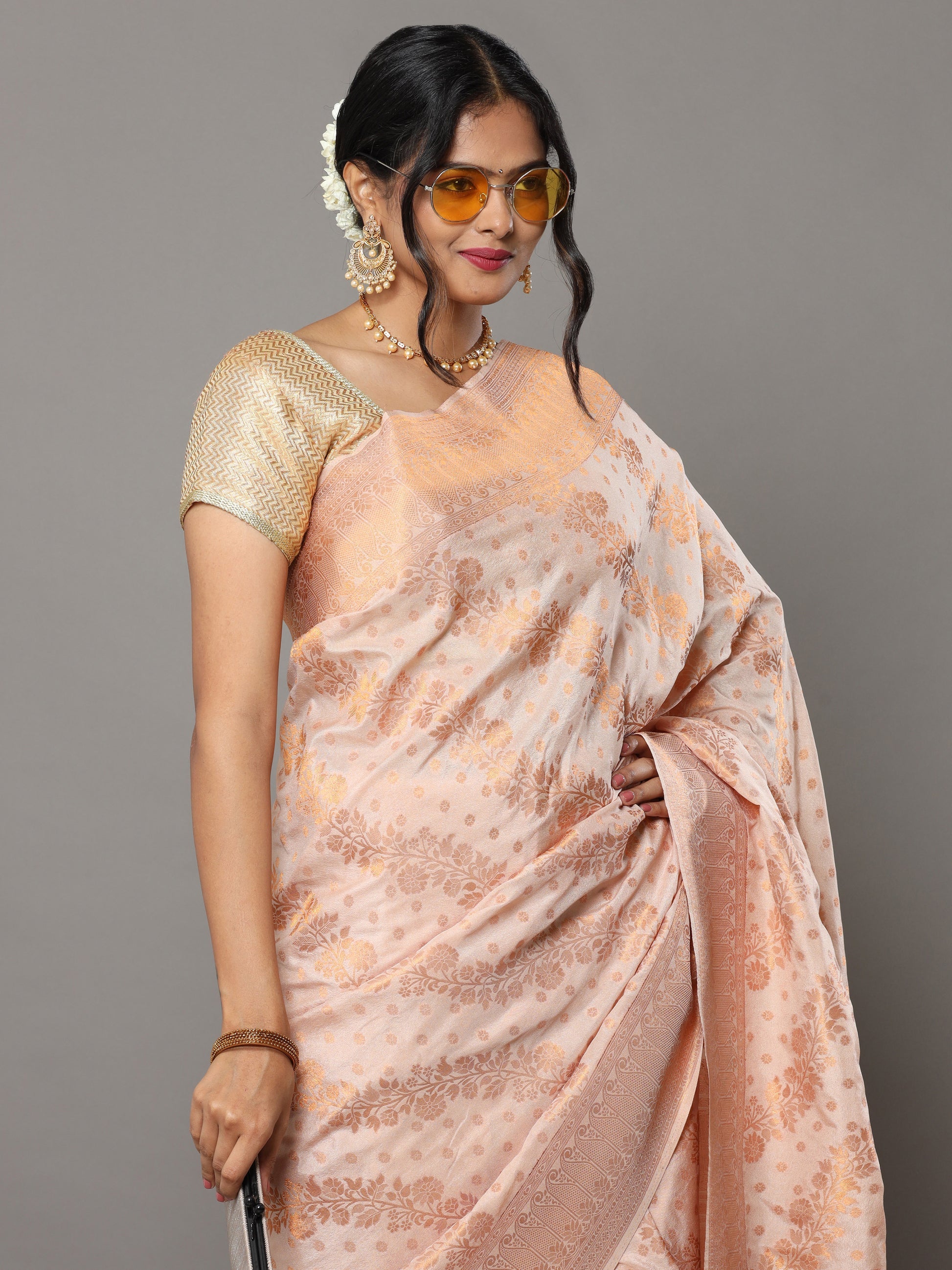 Banarasi Meenakari Gaji Silk Zari - Beige