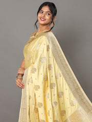 Banarasi Meenakari Gaji Silk Zari - Yellow Golden