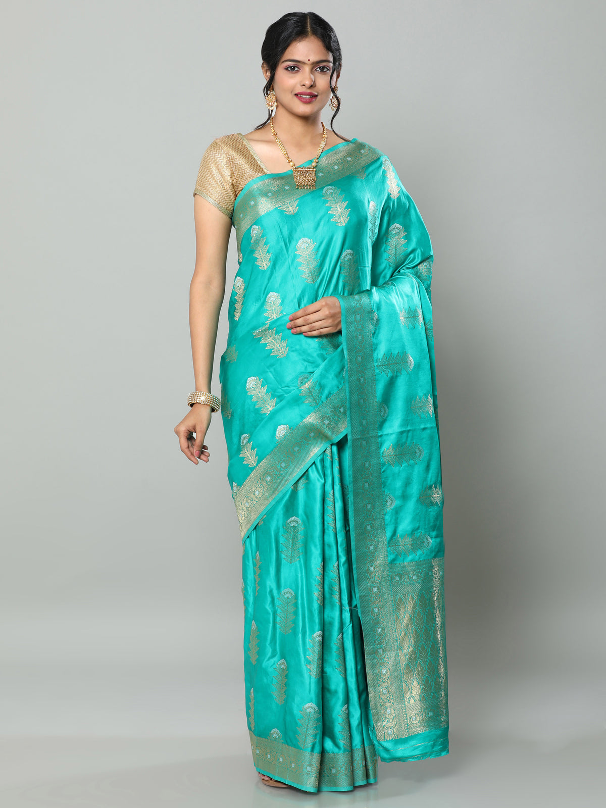 Banarasi Meenakari Gaji Silk Zari - Peacock Blue