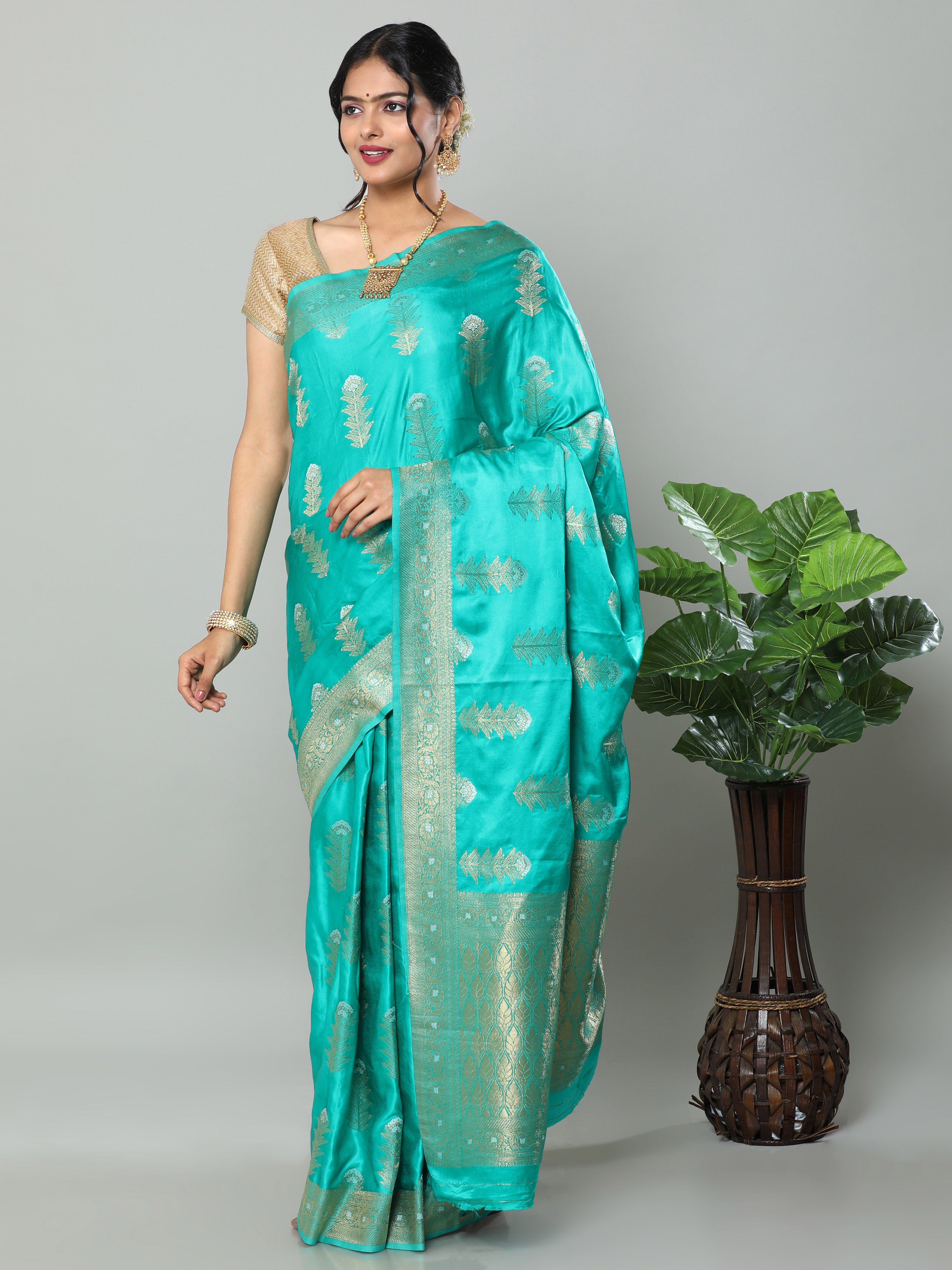 Banarasi Meenakari Gaji Silk Zari - Peacock Blue