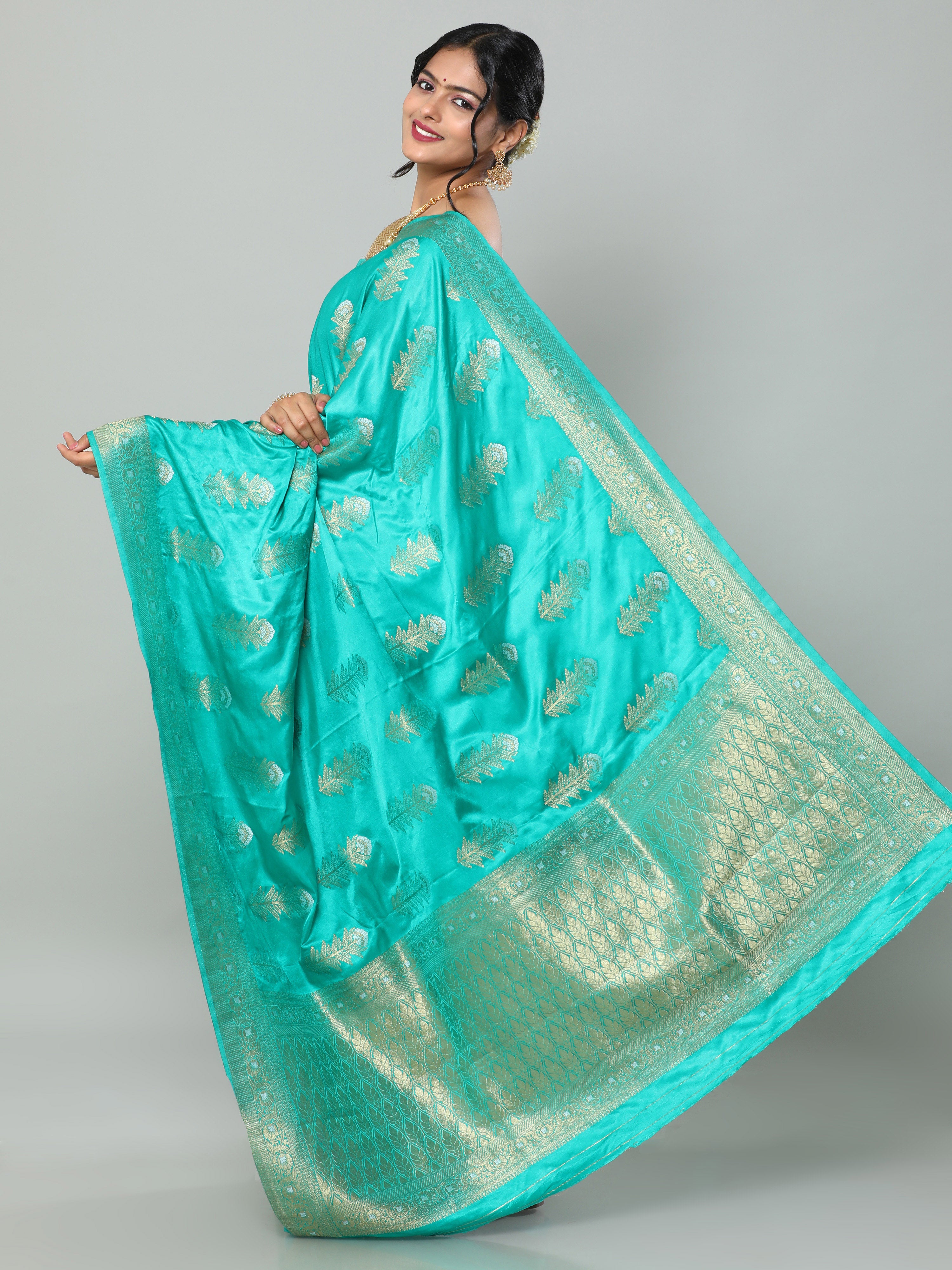 Banarasi Meenakari Gaji Silk Zari - Peacock Blue