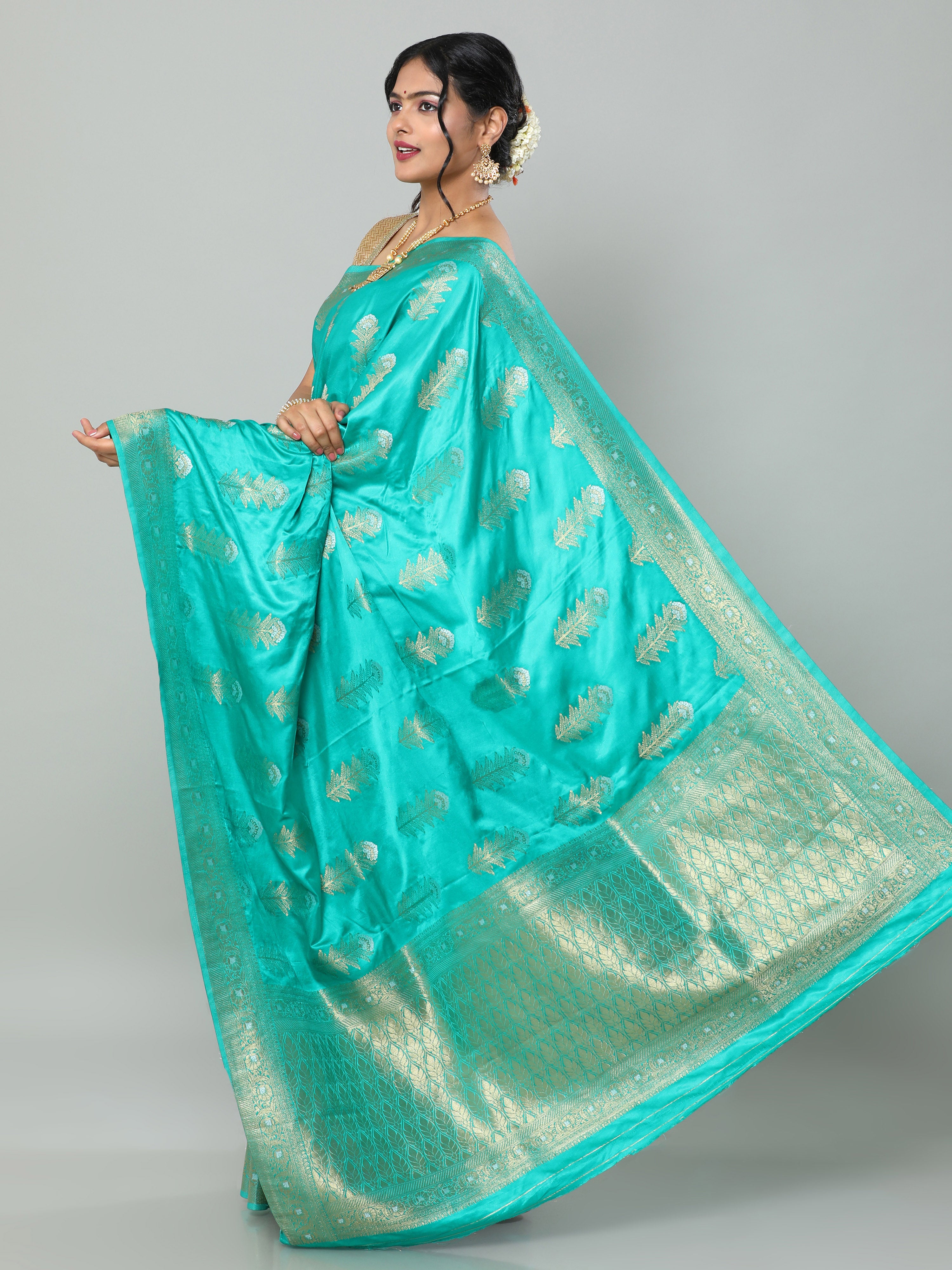 Banarasi Meenakari Gaji Silk Zari - Peacock Blue