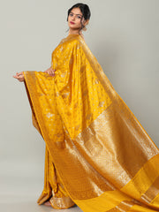 Banarasi Meenakari Gaji Silk Zari - Mustard Golden