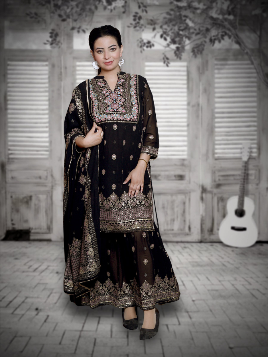 Onyx Opulence Salwar Suit with Patiala