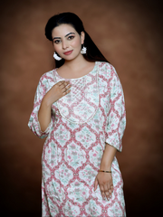 Floral Elegance Ivory Printed Suit with Dupatta